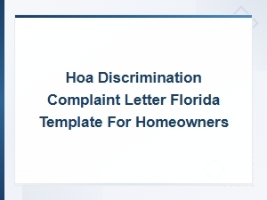 Florida Hoa Discrimination Complaint Letter Template