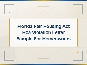 Florida Fair Housing Hoa Violation Letter Sample
