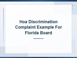 Florida Hoa Discrimination Complaint Letter Template