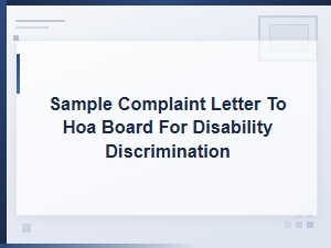 Sample Complaint Letter for Hoa Disability Discrimination